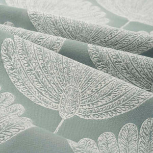 Seafoam Green Off White Fan Leaf Botanical Upholstery Fabric