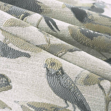 Load image into Gallery viewer, Silver Grey Steel Blue Beige Bird Floral Upholstery Drapery Fabric