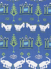 Load image into Gallery viewer, 1.4 Yard Thibaut Kingdom Parade Remnant Linen Blue Green Upholstery Drapery Fabric