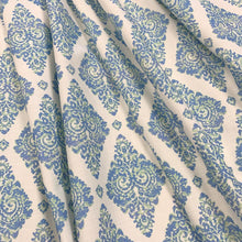 Load image into Gallery viewer, Cotton White Blue Green Diamond Upholstery Drapery Fabric