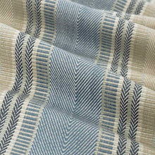 Load image into Gallery viewer, Navy Blue Green Beige Stripe Upholstery Fabric