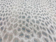 Load image into Gallery viewer, Designer Water Stain Resistant Seafoam Green Aqua Ivory Beige Cheetah Upholstery Fabric