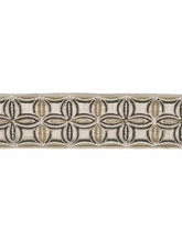 Load image into Gallery viewer, 3.25" Wide Oatmeal Beige Taupe Charcoal Embroidered Floral Drapery Tape Trim