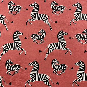 Pink Black White Zebra Animal Pattern Velvet Upholstery Drapery Fabric