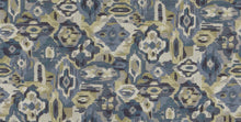 Load image into Gallery viewer, Cotton Teal Navy Blue Olive Green Ikat Upholstery Drapery Fabric