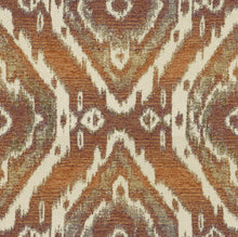 Load image into Gallery viewer, Beige Rusty Orange Teal Ikat Medallion Upholstery Fabric