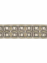 Load image into Gallery viewer, 3.25" Wide Oatmeal Beige Taupe Charcoal Embroidered Floral Drapery Tape Trim