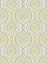 Load image into Gallery viewer, Cotton Cream Grey Chartreuse Medallion Upholstery Drapery Fabric FB