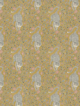 Load image into Gallery viewer, Linen Rayon Mustard Yellow Coral Cream Black Animal Pattern Upholstery Drapery Fabric