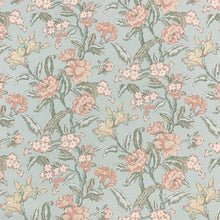 Load image into Gallery viewer, Linen Cotton Aqua Blue Yellow Beige Blush Green Floral Upholstery Drapery Fabric