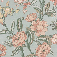 Load image into Gallery viewer, Linen Cotton Aqua Blue Yellow Beige Blush Green Floral Upholstery Drapery Fabric