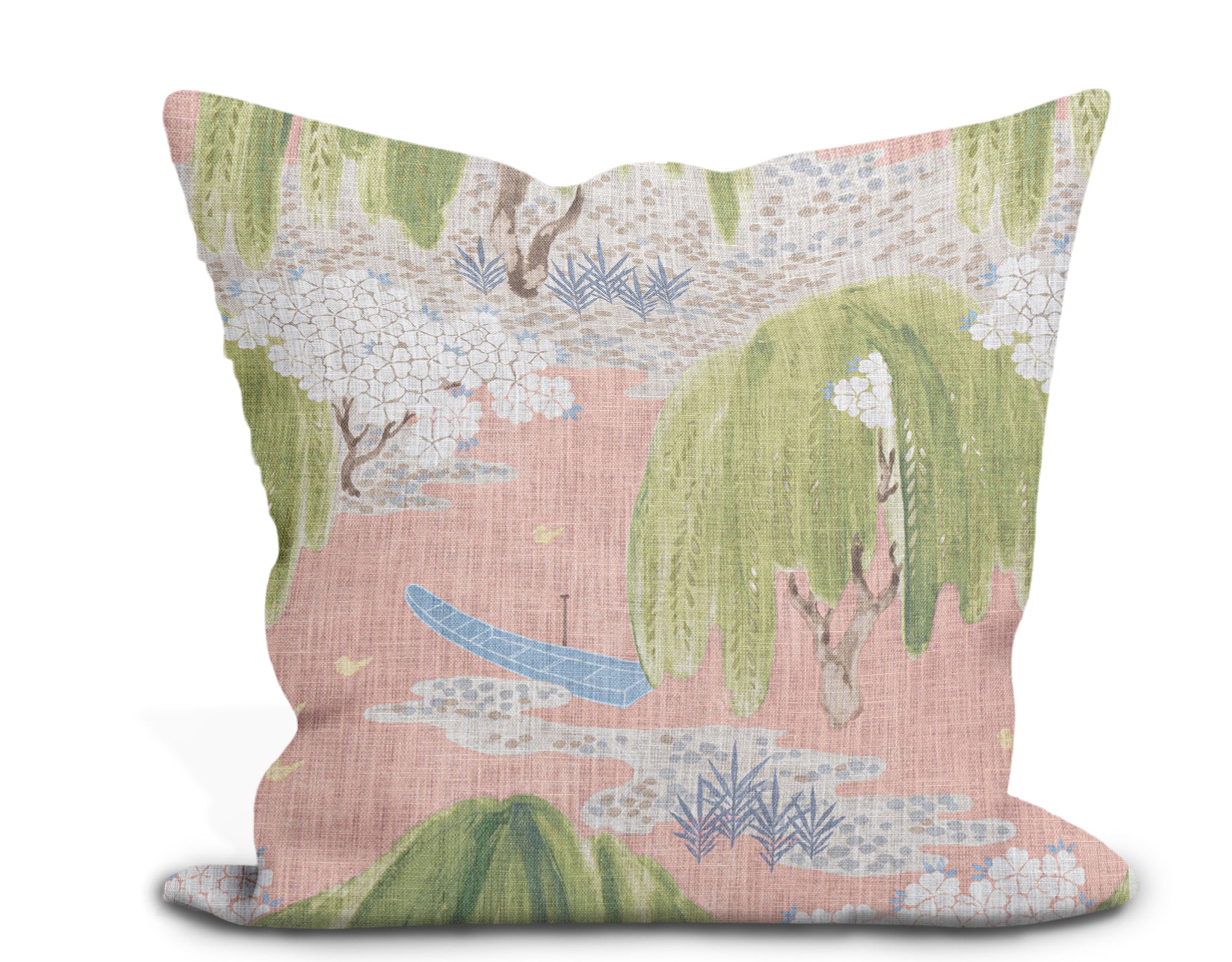 Botanical Thibaut Willow Tree Blush Throw Pillow Cover