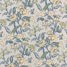 Load image into Gallery viewer, Linen Cotton Aqua Blue Yellow Green Floral Upholstery Drapery Fabric