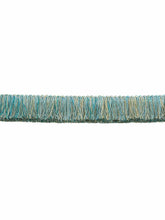 Load image into Gallery viewer, 2" Wide Aqua Blue Teal Cream Beige Brush Upholstery Fringe Trim