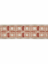 Load image into Gallery viewer, 3.25" Wide Oatmeal Ivory Coral Red Taupe Embroidered Floral Drapery Tape Trim