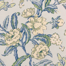 Load image into Gallery viewer, Linen Cotton Aqua Blue Yellow Green Floral Upholstery Drapery Fabric