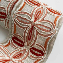 Load image into Gallery viewer, 3.25" Wide Oatmeal Ivory Coral Red Taupe Embroidered Floral Drapery Tape Trim