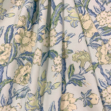 Load image into Gallery viewer, Linen Cotton Aqua Blue Yellow Green Floral Upholstery Drapery Fabric