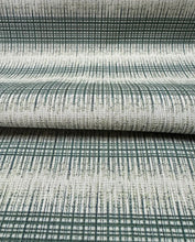 Load image into Gallery viewer, Perennials Huckleberry Trellis Blue Spruce Reversible Stripe Indoor Outdoor Teal Beige Upholstery Fabric