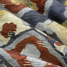 Load image into Gallery viewer, Cotton Navy Blue Red Beige Ikat Upholstery Drapery Fabric FB