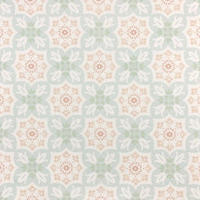 Load image into Gallery viewer, Aqua Blue White Green Coral Peach Floral Medallion Cotton Upholstery Drapery Fabric