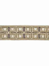 Load image into Gallery viewer, 3.25&quot; Wide Oatmeal Ivory Brown Mustard Charcoal Grey Embroidered Floral Drapery Tape Trim