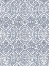 Load image into Gallery viewer, Cotton Viscose Linen White Navy Blue Floral Medallion Drapery Fabric