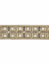 Load image into Gallery viewer, 3.25&quot; Wide Oatmeal Ivory Brown Mustard Charcoal Grey Embroidered Floral Drapery Tape Trim