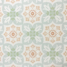 Load image into Gallery viewer, Aqua Blue White Green Coral Peach Floral Medallion Cotton Upholstery Drapery Fabric