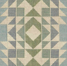 Load image into Gallery viewer, Beige Green Teal Blue Geometric Matelasse Upholstery Fabric