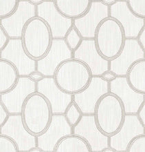 Load image into Gallery viewer, Ivory Grey Embroidered Geometric Drapery Fabric