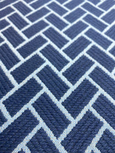 Load image into Gallery viewer, 1.4 Yard Remnant Thibaut Cobblestone Marine Stain Resistant Navy Blue Geometric Upholstery Fabric STA 5120