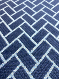 1.4 Yard Remnant Thibaut Cobblestone Marine Stain Resistant Navy Blue Geometric Upholstery Fabric STA 5120