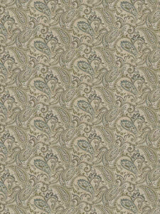 Beige Aqua Seafoam Green Mustard Brown Paisley Upholstery Fabric