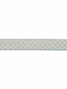2" Wide Aqua Blue Ivory Geometric Braid Drapery Tape Trim