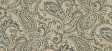 Load image into Gallery viewer, Beige Aqua Seafoam Green Mustard Brown Paisley Upholstery Fabric