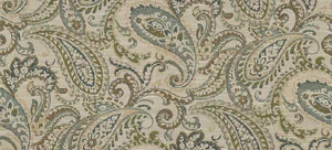 Beige Aqua Seafoam Green Mustard Brown Paisley Upholstery Fabric