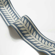 Load image into Gallery viewer, 2.25&quot; Ivory French Blue Leaf Border Drapery Tape Trim