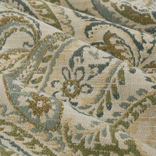 Load image into Gallery viewer, Beige Aqua Seafoam Green Mustard Brown Paisley Upholstery Fabric