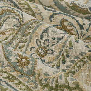 Beige Aqua Seafoam Green Mustard Brown Paisley Upholstery Fabric