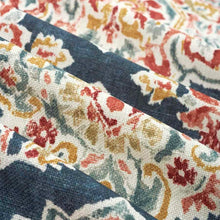 Load image into Gallery viewer, Linen Viscose Indigo Navy Blue Red Mustard White Medallion Upholstery Drapery Fabric