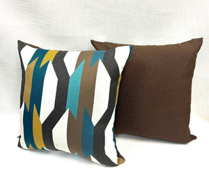 19” X 19” Pillow Covers in Arc Com Crescendo Caribbean Abstract Geometric Fabric- a Pair