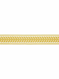 2.25" Ivory Yellow Mustard Leaf Border Drapery Tape Trim