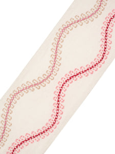 3.25" Wide Pink Red Ivory Geometric Embroidered Drapery Tape Trim