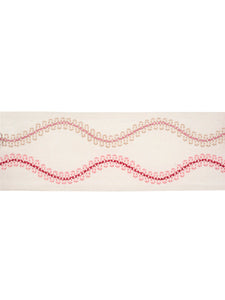 3.25" Wide Pink Red Ivory Geometric Embroidered Drapery Tape Trim