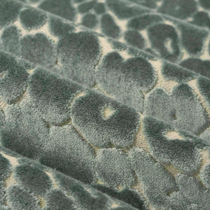 Seafoam Green Beige Cheetah Animal Pattern Cut Velvet Upholstery Fabric