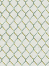 Load image into Gallery viewer, Cotton Cream Lime Green Chartreuse Embroidered Geometric Drapery Fabric FB