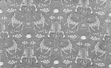 Load image into Gallery viewer, Cotton Linen Teal Blue Green Beige Cream Tibetan Tiger Upholstery Drapery Fabric