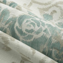 Load image into Gallery viewer, Linen Cotton Cream Taupe Seafoam Floral Drapery Fabric FB