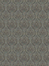 Load image into Gallery viewer, Cotton Linen Beige Denim Blue Aqua Blue Damask Upholstery Drapery Fabric FB